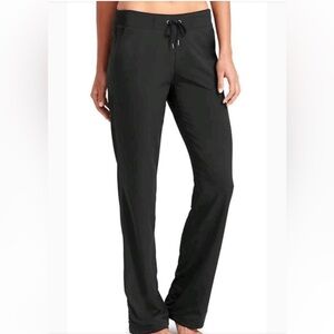 Athleta Black Drawstring Lined Midtown Trouser Straight Leg Fitness Pants